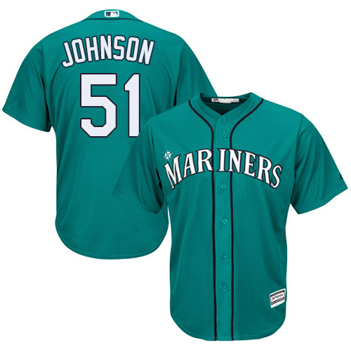 Mariners #51 Randy Johnson Green Cool Base Stitched Youth MLB Jersey - Click Image to Close
